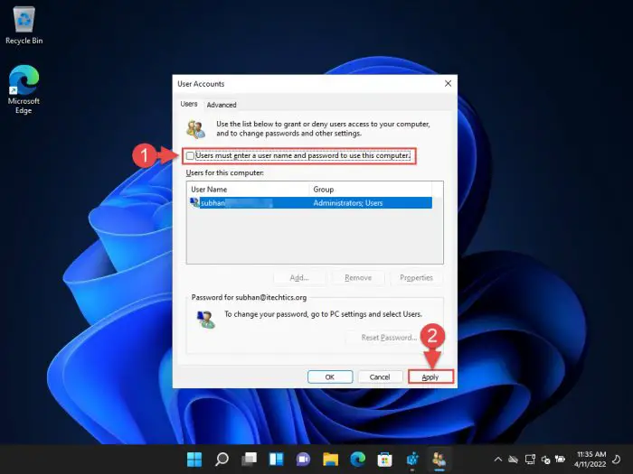 Uncheck box 1
