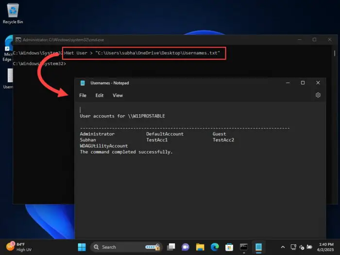 How To View All User Accounts On Windows 11 6 View and save all user accounts to text file using Command Prompt