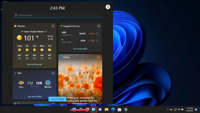 Windows 11 Widgets: Everything You Need To Know 1 Widgets button on the taskbar