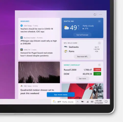 Windows 10 Insider Preview Build 21286 comes with News and Interests on the Taskbar and much more 2 news and interest 4